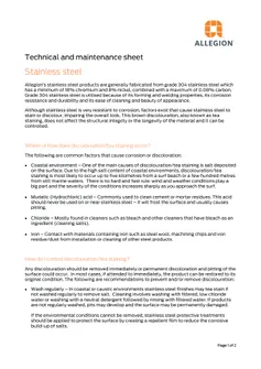 Allegion Stainless Steel Technical Maintenance Sheet